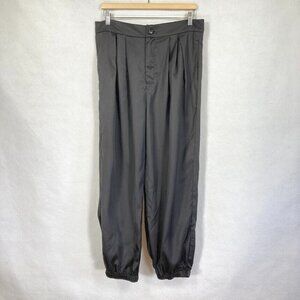 Cider High Waisted Pleated Baggy Jogger Style Pants With Pockets XL Black